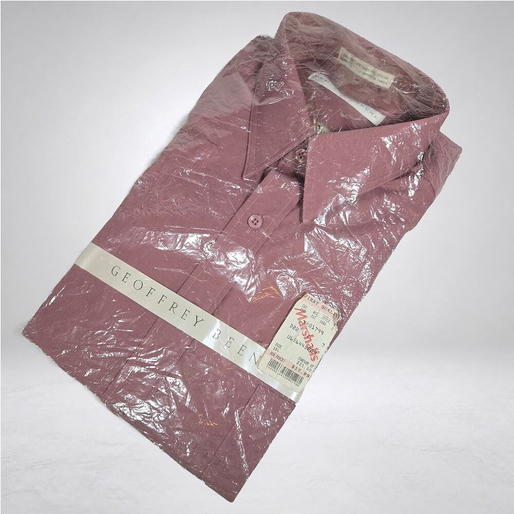 Geoffrey Beene Mens Dress Shirt Size 15.5 32/33 Mauve NOS Deadstock Sealed